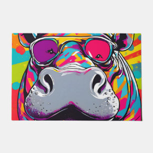 Hippo With Sunglasses Pop Art Doormat