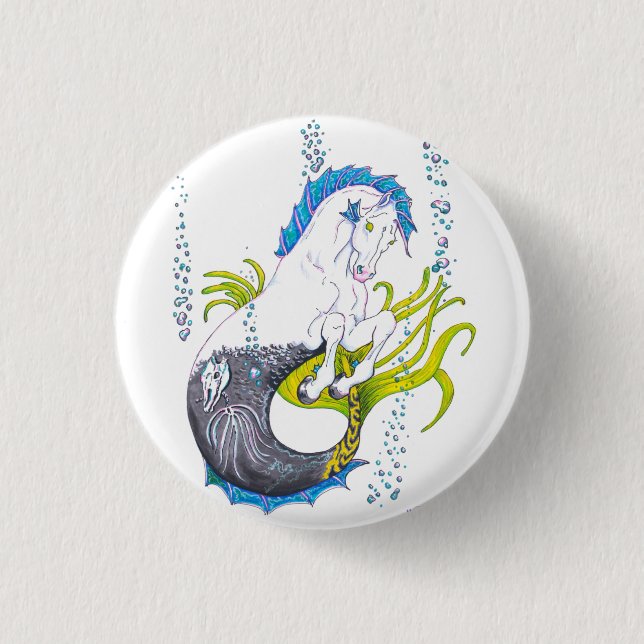 Hippocampus (skull) 3 cm round badge (Front)