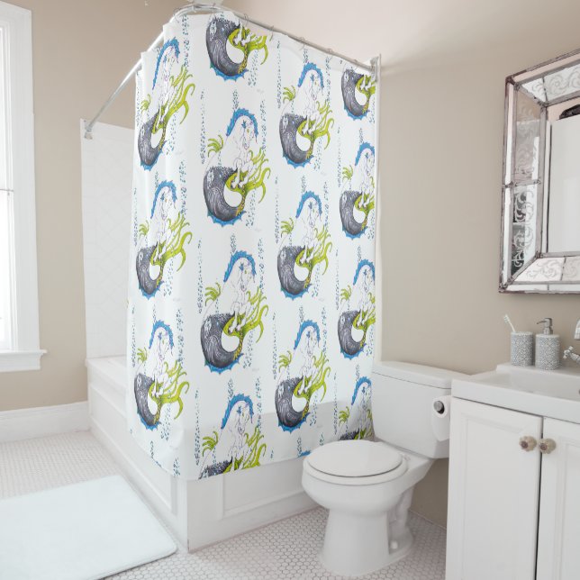 Hippocampus (skull) shower curtain (In Situ)