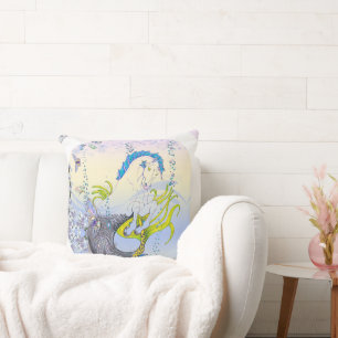 Hippocampus (skull) w/blue/purple/beige) cushion