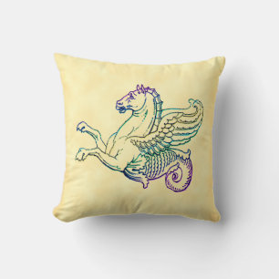 Hippocampus Vintage Art Pillow