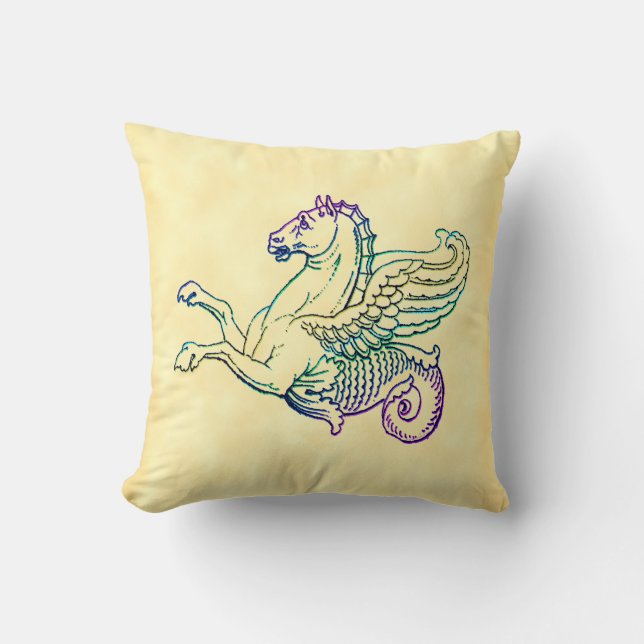 Hippocampus Vintage Art Pillow (Front)