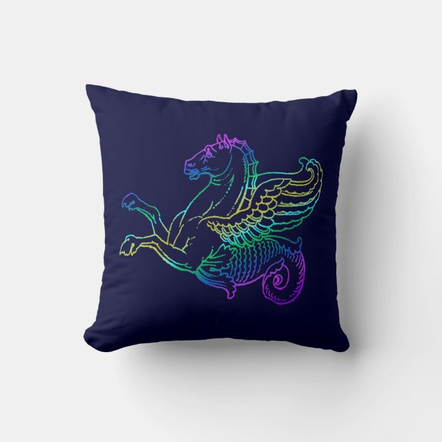 Hippocampus Vintage Art Pillow (Front)