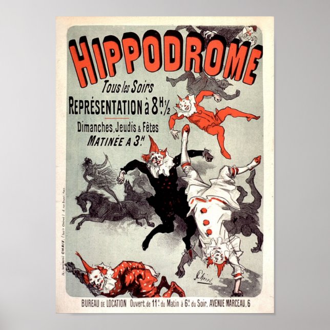 Hippodrome 1885 Circus Fun Vintage French Ad Poster (Front)