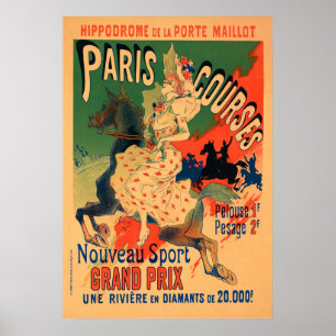 Hippodrome at Porte Maillot, Paris Courses Vintage Poster