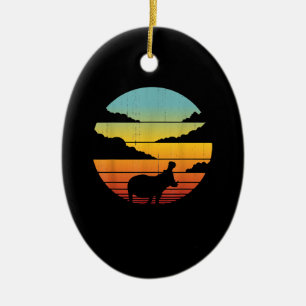 Hippopotamus 60s 70s Hippo    Hippo Lover Ceramic Tree Decoration