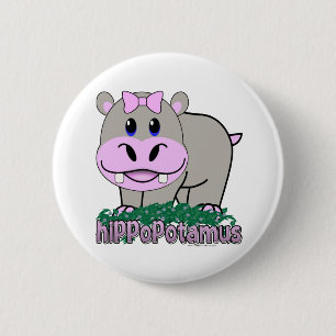 Hippopotamus 6 Cm Round Badge