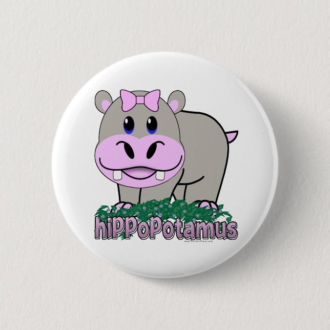 Hippopotamus 6 Cm Round Badge (Front)
