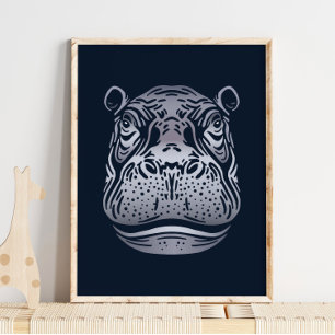 Hippopotamus African Print   Bold Hippopotamus Art