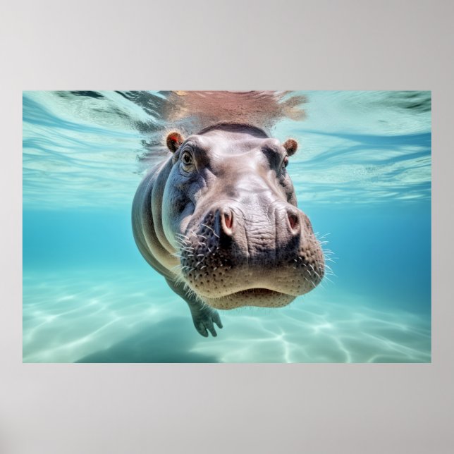 Hippopotamus Animal Fun Nature Playing  Poster (Front)