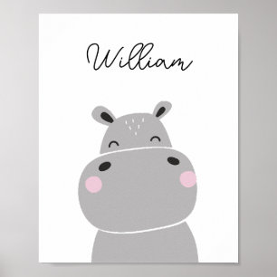 Hippopotamus Animal Nursery Wall Art