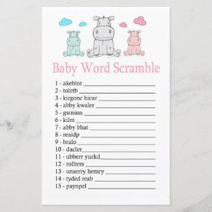 Hippopotamus Baby word scramble game
