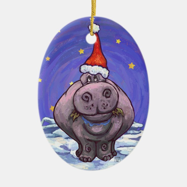 Hippopotamus Christmas Ceramic Tree Decoration Zazzle