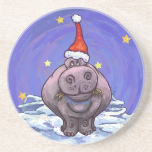 Hippopotamus Christmas Coaster