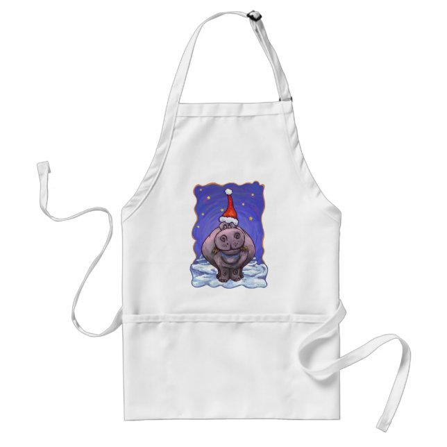 Hippopotamus Christmas Standard Apron (Front)