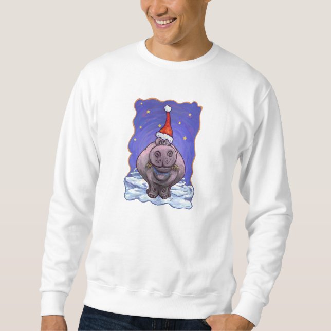 Hippopotamus Christmas Sweatshirt (Front)