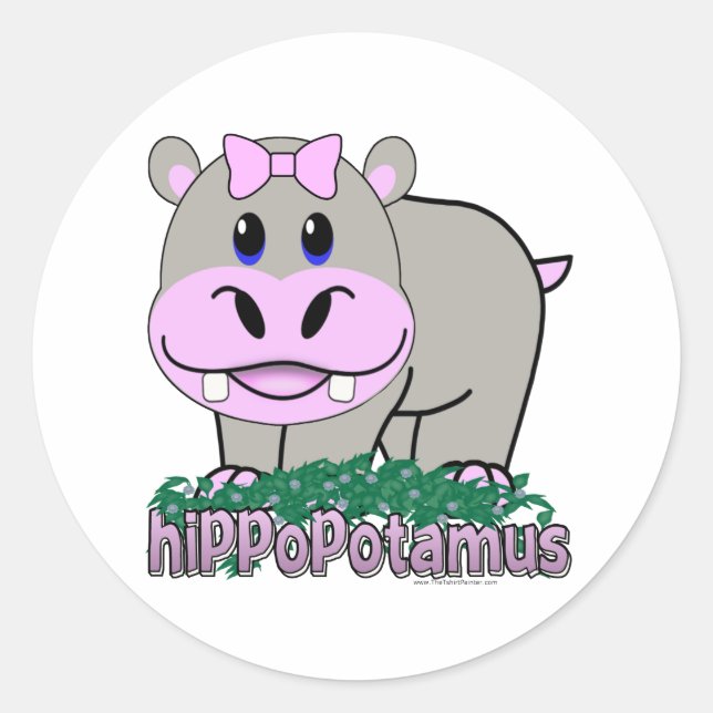 Hippopotamus Classic Round Sticker (Front)