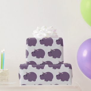 Hippopotamus Design Any Colour Background Wrapping Paper