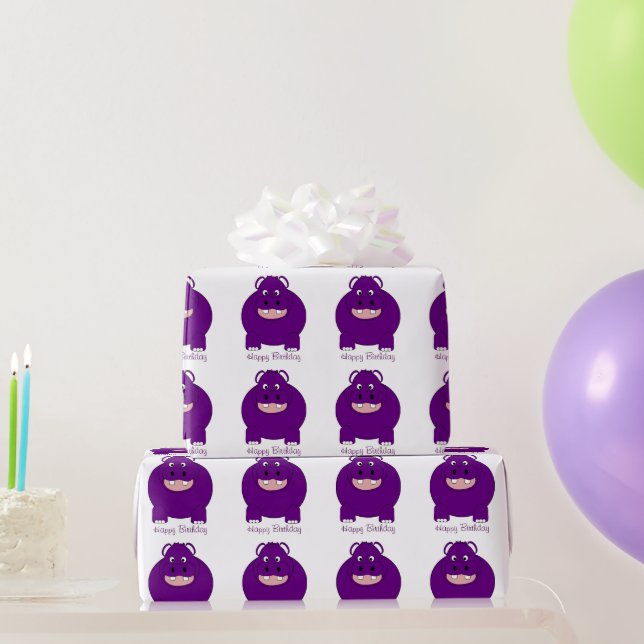 Hippopotamus Design Birthday Wrapping Paper (Party Gifts)