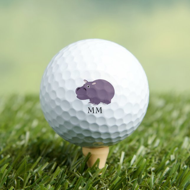 Hippopotamus Design Monogrammed Golf Balls (Insitu Tee)