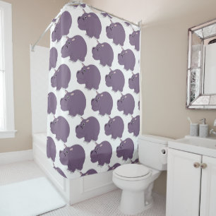 Hippopotamus Design Shower Curtain