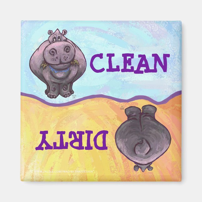 Hippopotamus Dirty / Clean Dishwasher Magnet (Front)