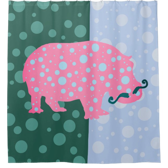 Hippopotamus Dots Trendy Hipster Shower Curtain (Front)