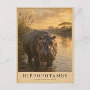 Hippopotamus East African Rivers VINTAGE Postcard