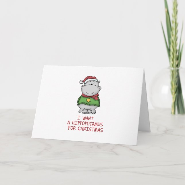 Hippopotamus for Christmas - Cute Hippo Design Holiday Card (Front)