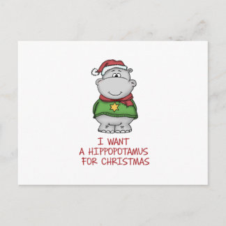 Hippopotamus for Christmas - Cute Hippo Design Holiday Postcard