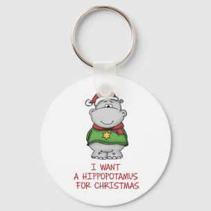 Hippopotamus for Christmas - Cute Hippo Design Key Ring
