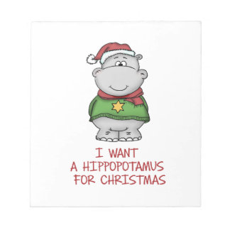 Hippopotamus for Christmas - Cute Hippo Design Notepad