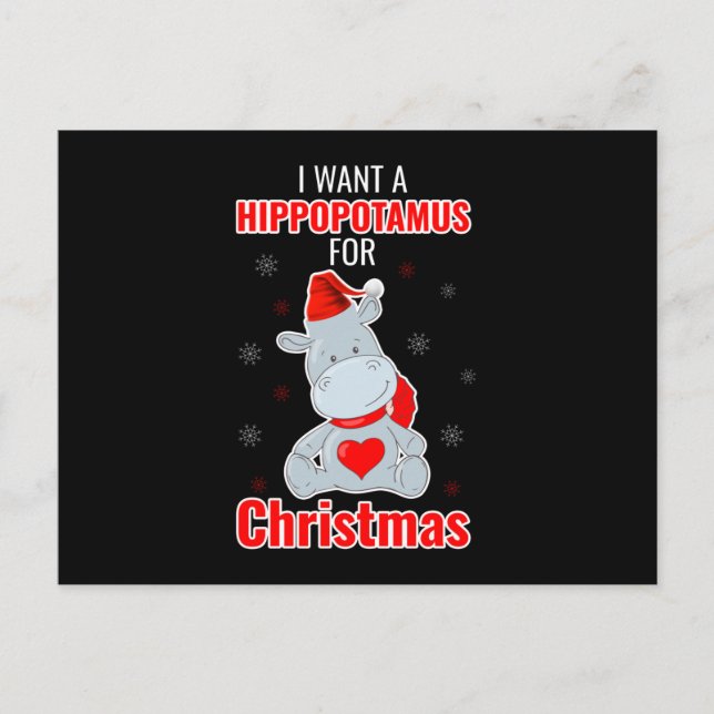 Hippopotamus For Christmas Merry Santa Elf Gnomes Postcard (Front)