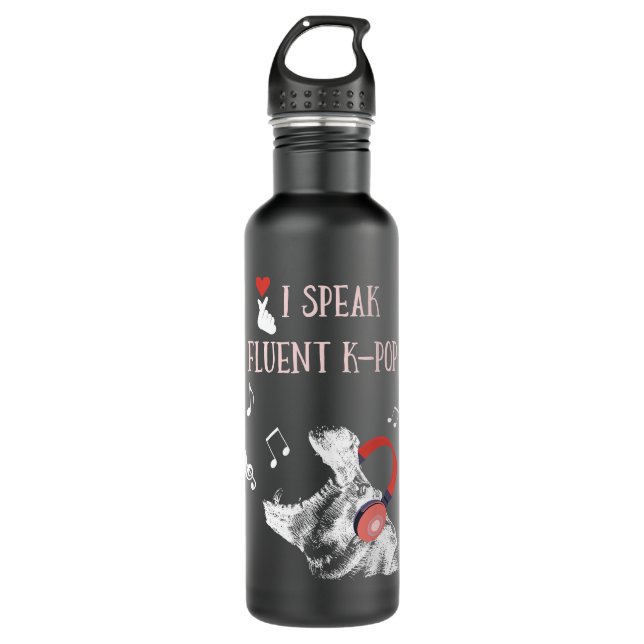 Hippopotamus Funny I Speak Fluent KPop Hippopotamu 710 Ml Water Bottle (Front)