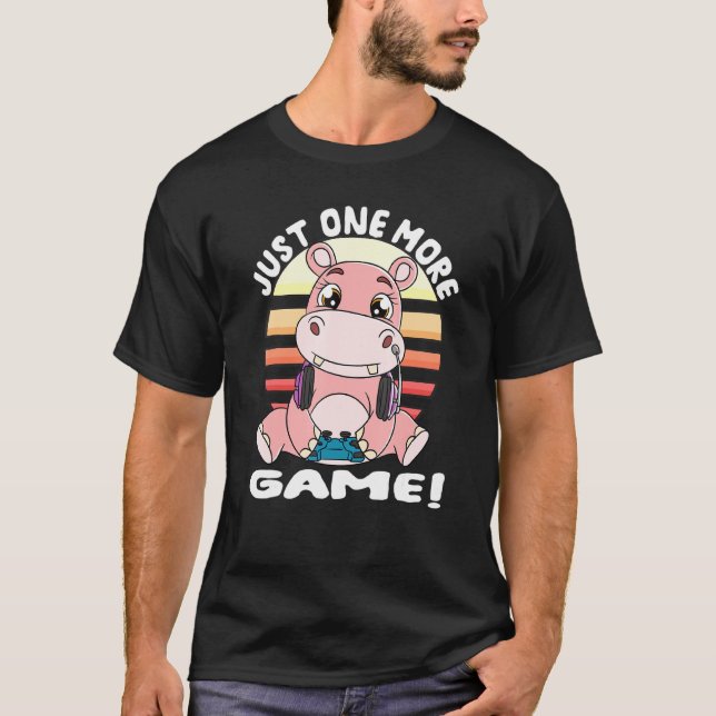 Hippopotamus Gamer Headset Gaming Hippo Just One M T-Shirt (Front)