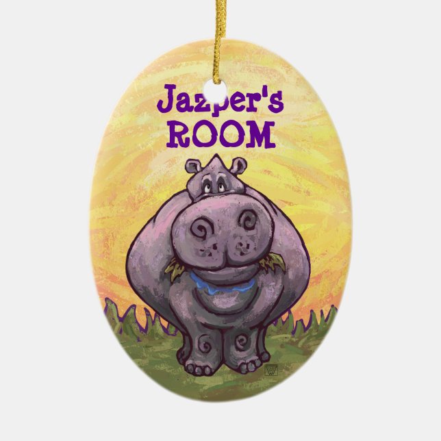 Hippopotamus Gifts & Accessories Ceramic Tree Decoration (Front)