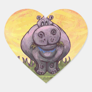 Hippopotamus Gifts & Accessories Heart Sticker