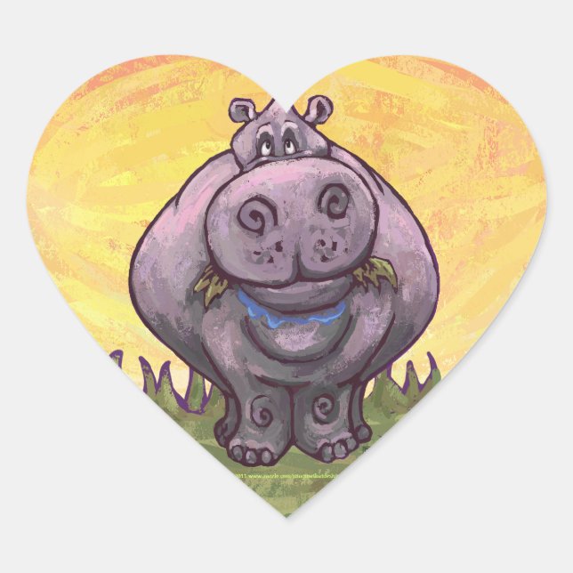 Hippopotamus Gifts & Accessories Heart Sticker (Front)