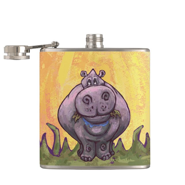 Hippopotamus Gifts & Accessories Hip Flask (Opened)