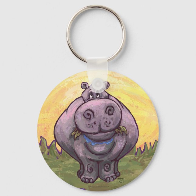 Hippopotamus Gifts & Accessories Key Ring (Front)