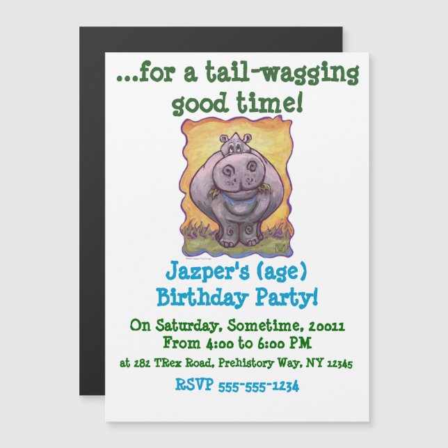 Hippopotamus Gifts & Accessories Magnetic Invitation (Front/Back)