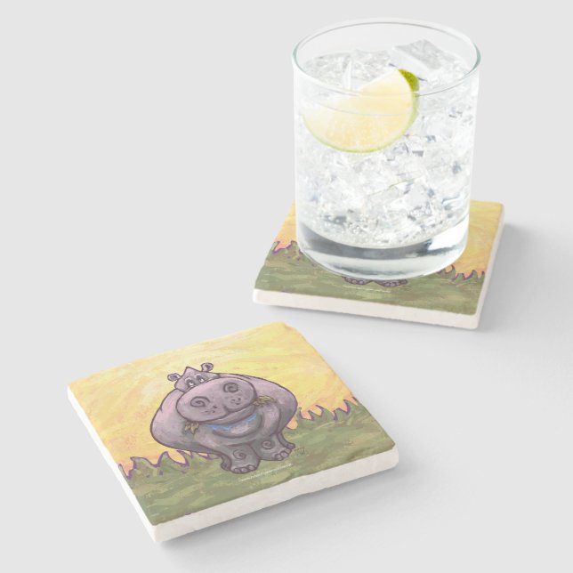 Hippopotamus Gifts & Accessories Stone Coaster (Side)