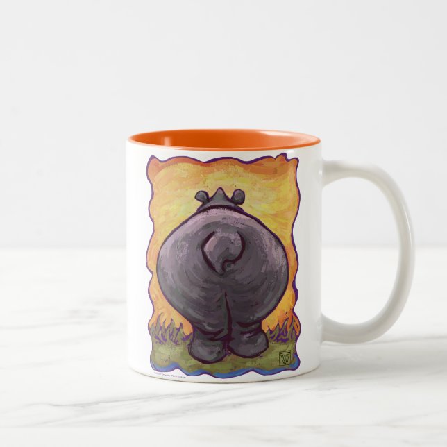 Hippopotamus Gifts & Accessories Two-Tone Coffee Mug (Right)