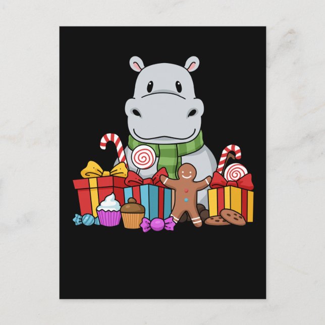 Hippopotamus Gifts Kids Christmas Hippo Postcard (Front)