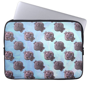 Hippopotamus Heads and Tails Patterns Laptop Sleeve