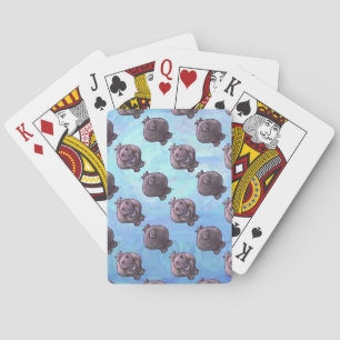 Hippopotamus Heads and Tails Patterns Playing Cards