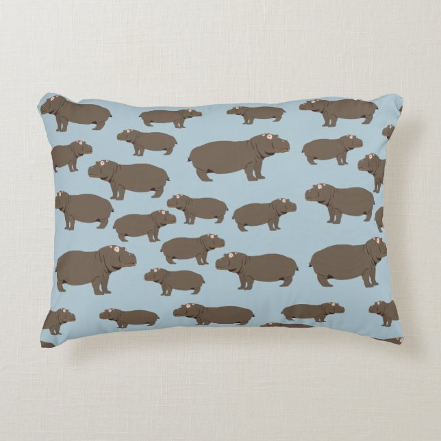 Hippopotamus Hippo Pattern  Decorative Cushion (Front)