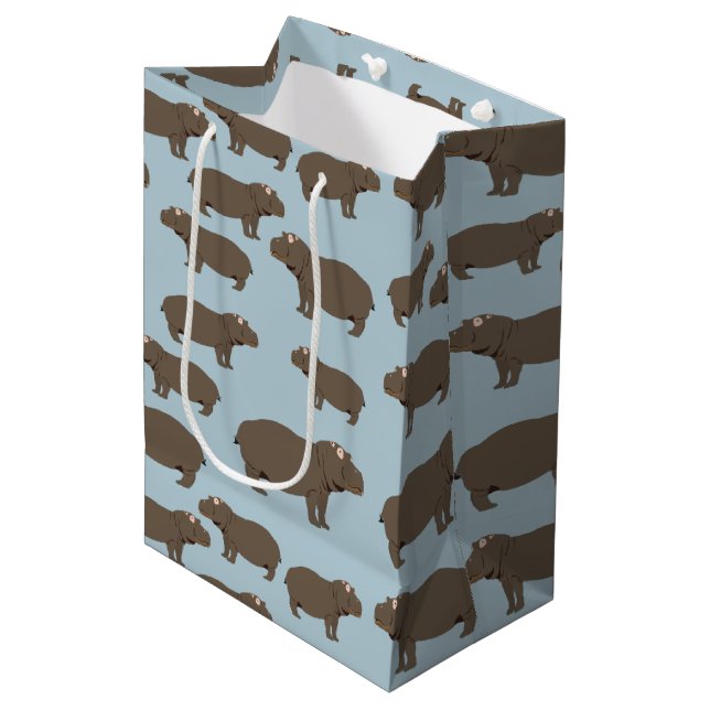 Hippopotamus Hippo Pattern  Medium Gift Bag (Front Angled)
