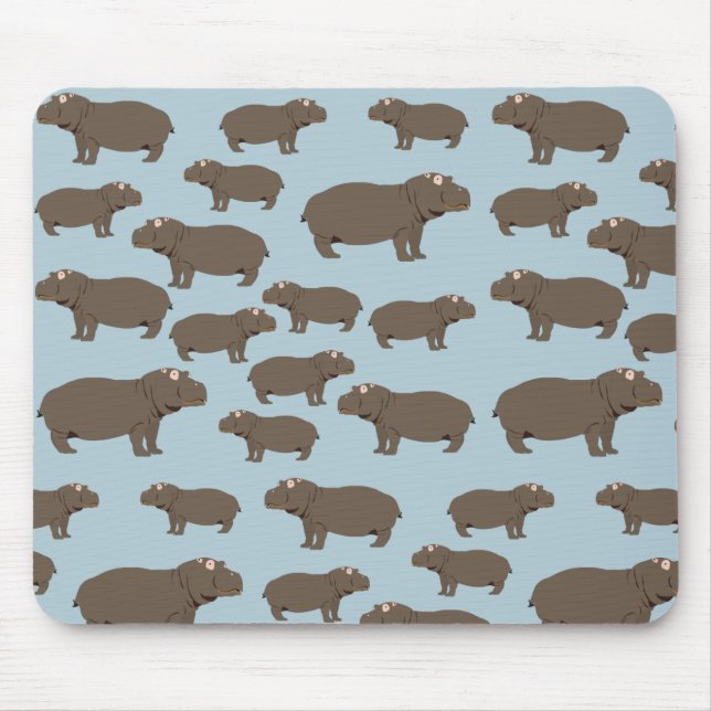 Hippopotamus Hippo Pattern Mouse Mat (Front)