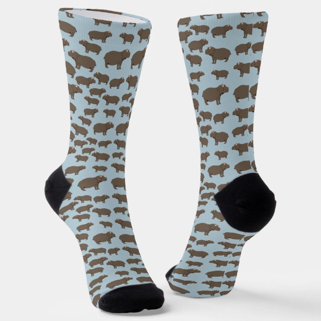 Hippopotamus Hippo Pattern Socks (Angled)